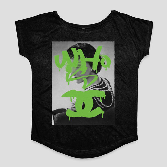Who Is She Green Graphic Print T-Shirt