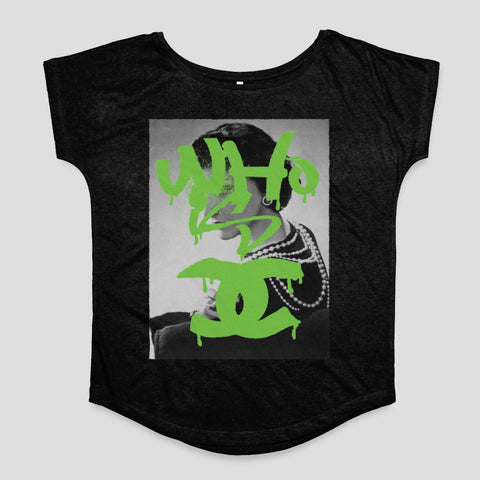 Who Is She Green Graphic Print T-Shirt