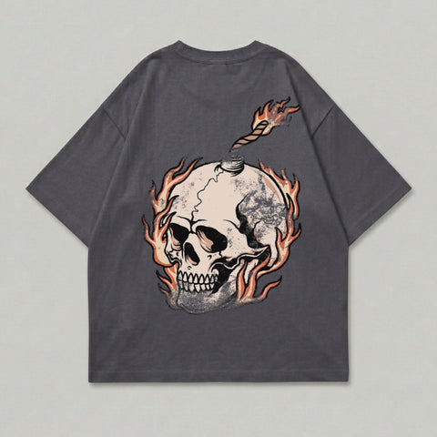 Flaming Skull Bomb Design Back Print product type