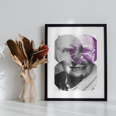 Abstract Dual Face Overlapping Circles Framed Artwork