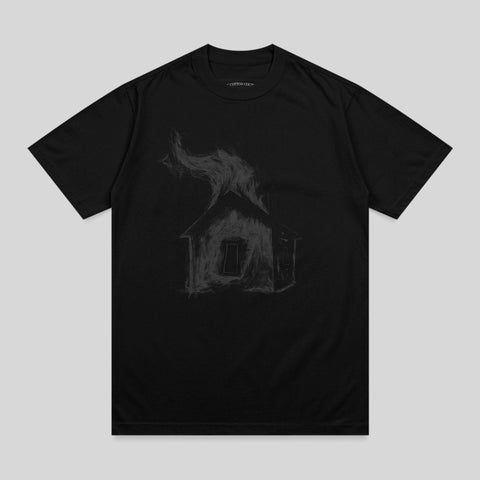 Black Burning House Sketch Drawing Print product type