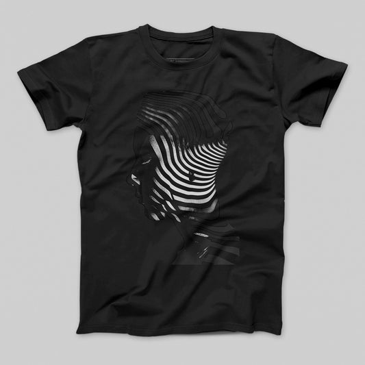 Striped Face Silhouette Optical Illusion T-shirt