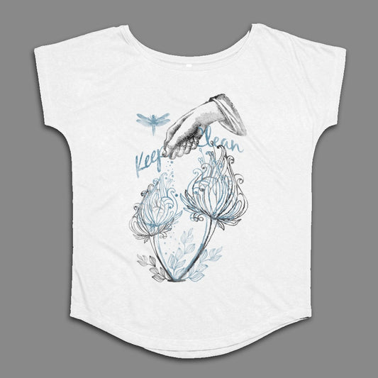 Keep Clean Hand with Flowers Design T-Shirt