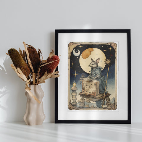 Enchanting Moonlit Rabbit Artwork Print for Wall Decor