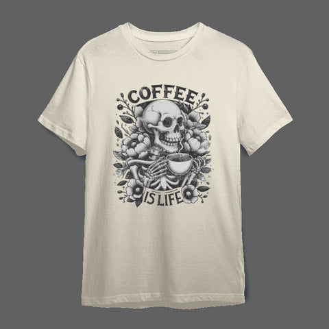Coffee is Life Skeleton Graphic T-Shirt
