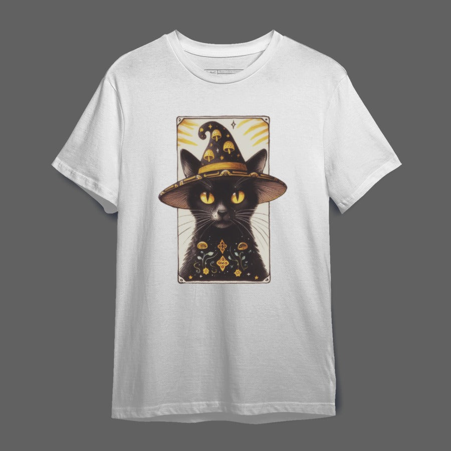 Black Cat Wizard with Golden Eyes T-shirt