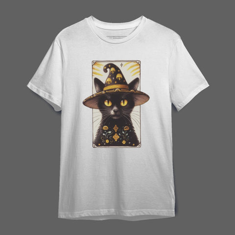 Black Cat Wizard with Golden Eyes T-shirt