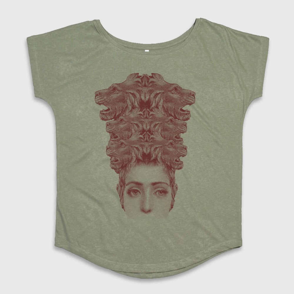Surreal Multiple Dog Head Design Printed T-Shirt