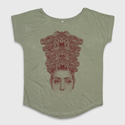 Surreal Multiple Dog Head Design Printed T-Shirt