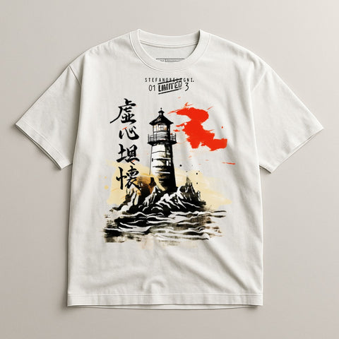 Stylish Graphic Tee with Lighthouse Artwork Design