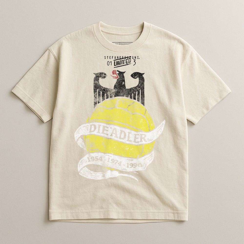 T-shirt with yellow soccer ball, eagle crest, and "DIE ADLER" text.