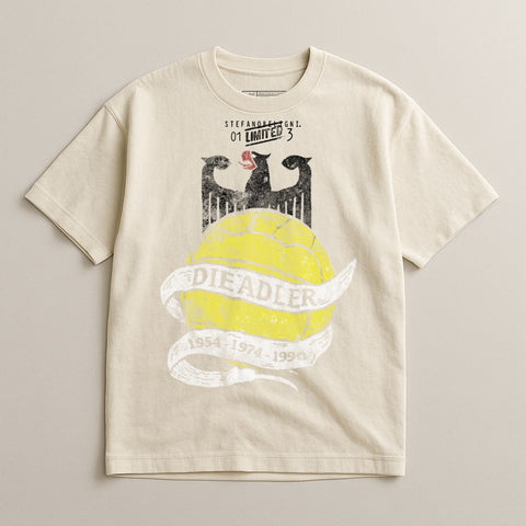 T-shirt with yellow soccer ball, eagle crest, and "DIE ADLER" text.