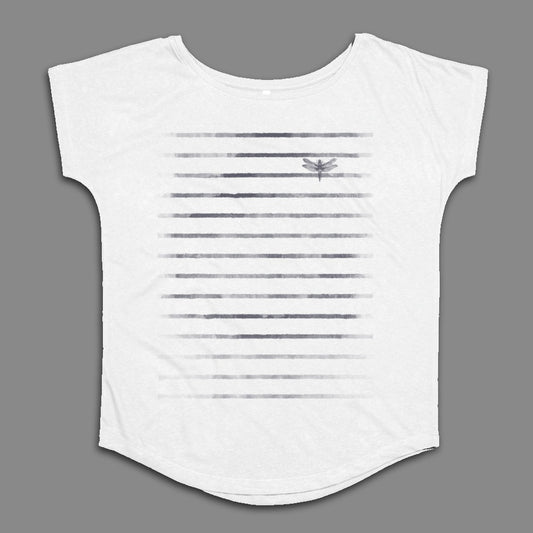 Striped Dragonfly Graphic Tee Shirt for Casual Wear