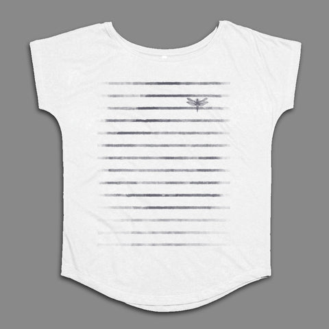 Striped Dragonfly Graphic Tee Shirt for Casual Wear