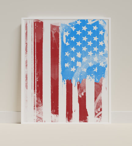 American Flag Modern Art Print Wall Decor