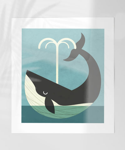 Sleeping Whale with Water Fountain Wall Art Print