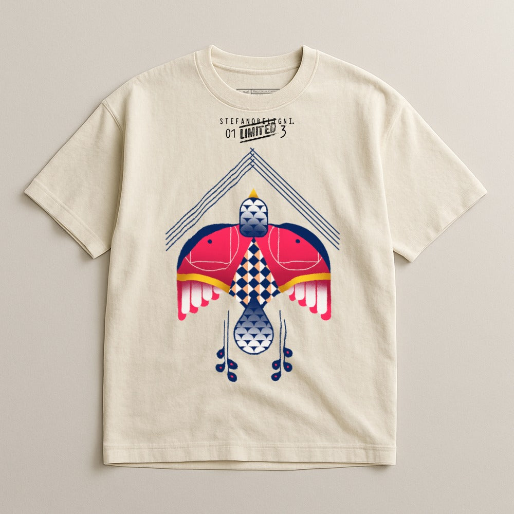 Unique Graphic Tee With Artful Design Print
