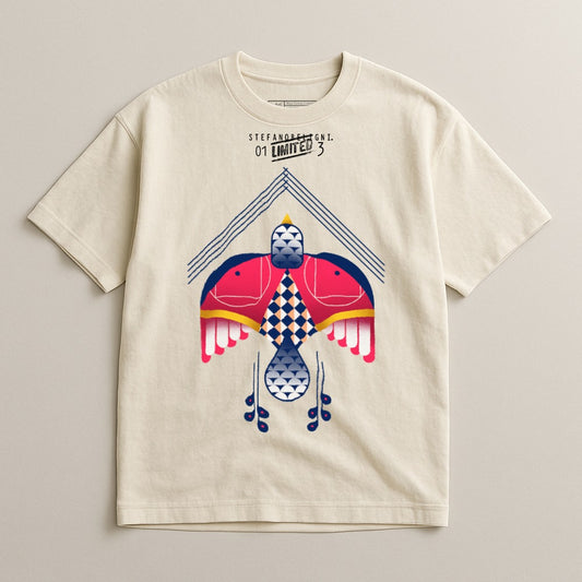 Unique Graphic Tee With Artful Design Print