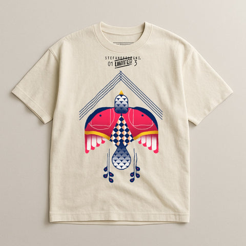 Unique Graphic Tee With Artful Design Print
