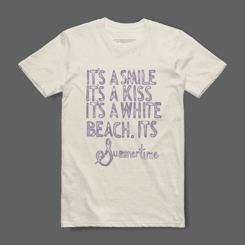 Summertime Smile Kiss White Beach Graphic T-shirt