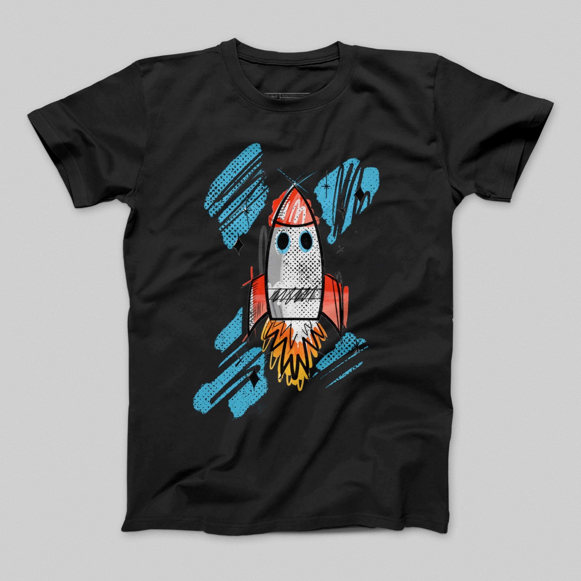Colorful Rocket Launch Graphic T-Shirt