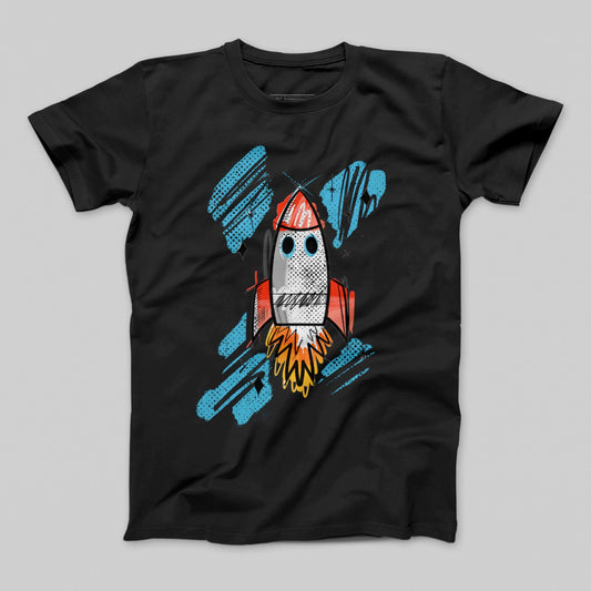 Colorful Rocket Launch Graphic T-Shirt