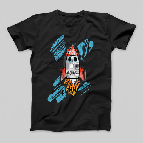 Colorful Rocket Launch Graphic T-Shirt
