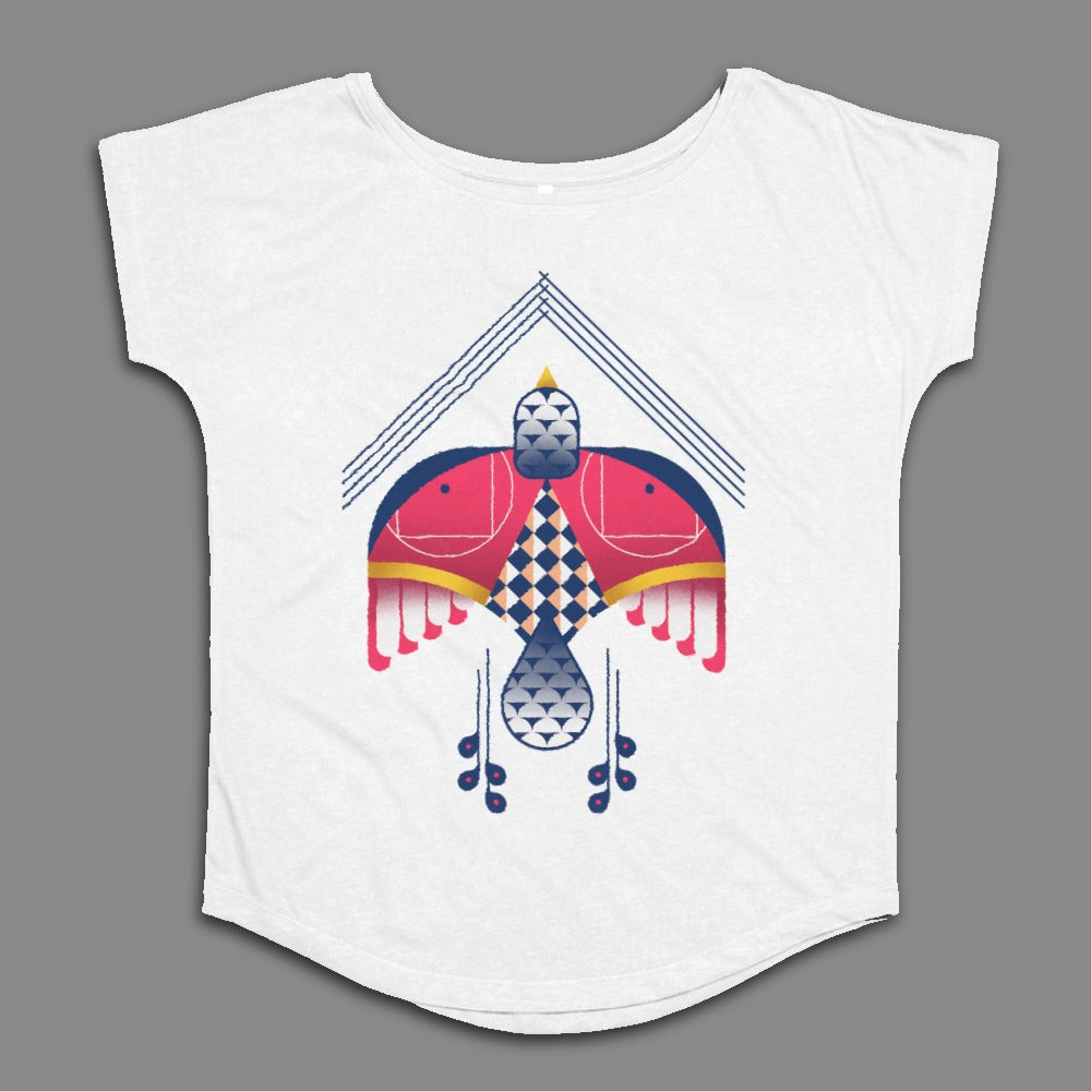Geometric Abstract Bird Print Women's T-Shirt