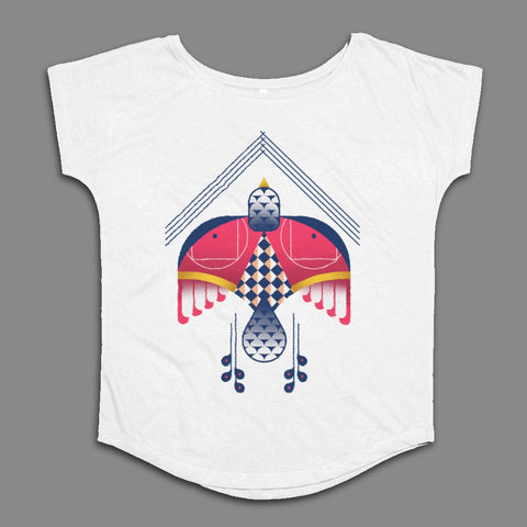 Geometric Abstract Bird Print Women's T-Shirt