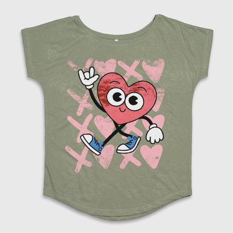 Cute Heart Character with Sneakers Graphic T-shirt