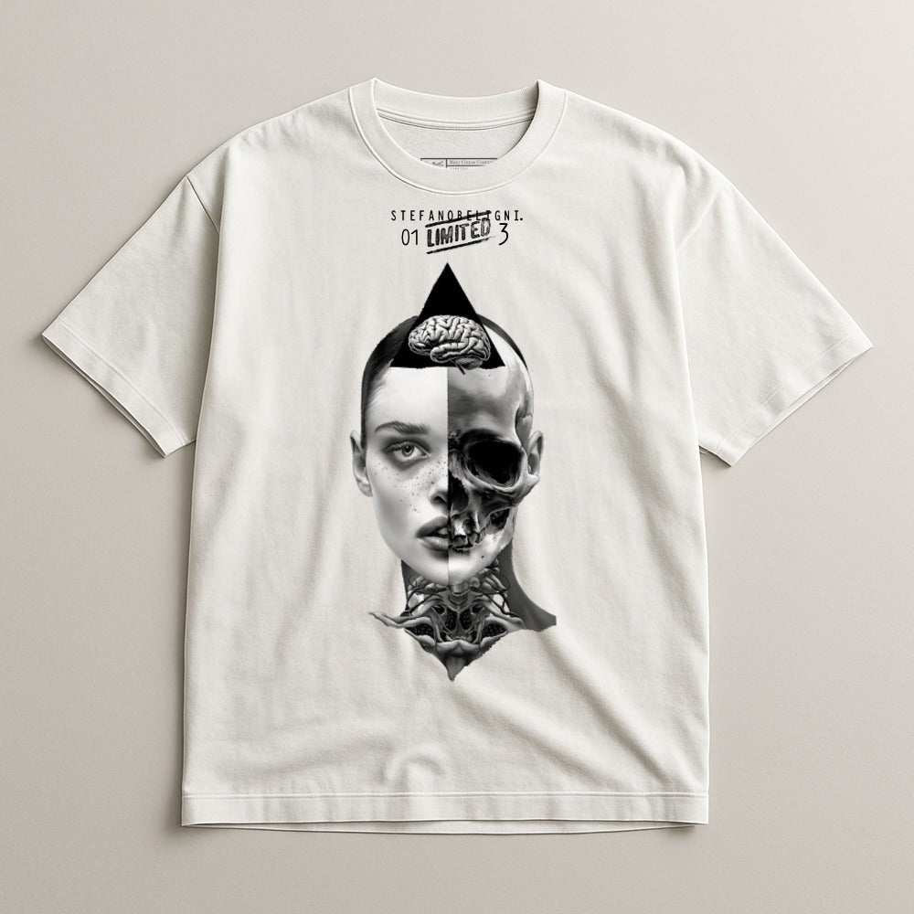 Human Anatomy Art Skull and Brain Graphic T-Shirt