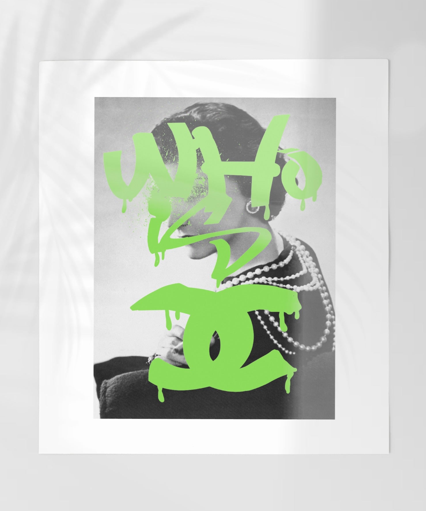 Vintage Portrait with Green Graffiti Art Print