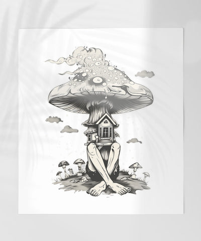 Creative Mushroom House Art Print Mysterious Design