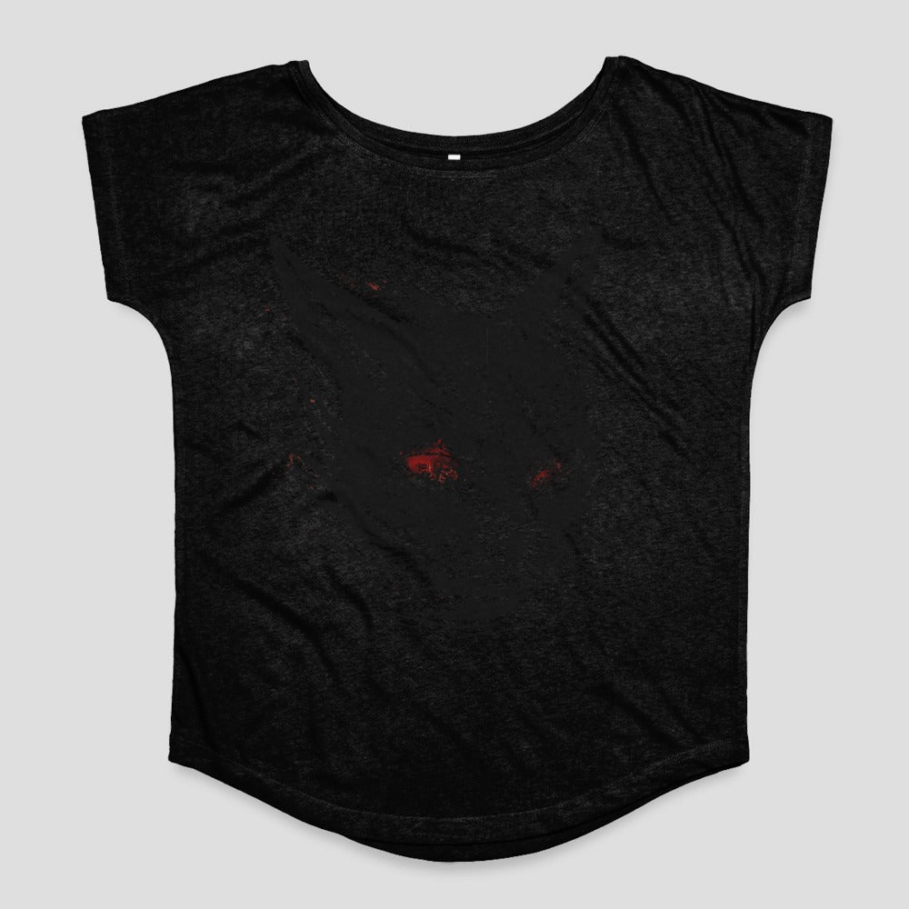 Mysterious Black T-Shirt with Subtle Red Eyes Design