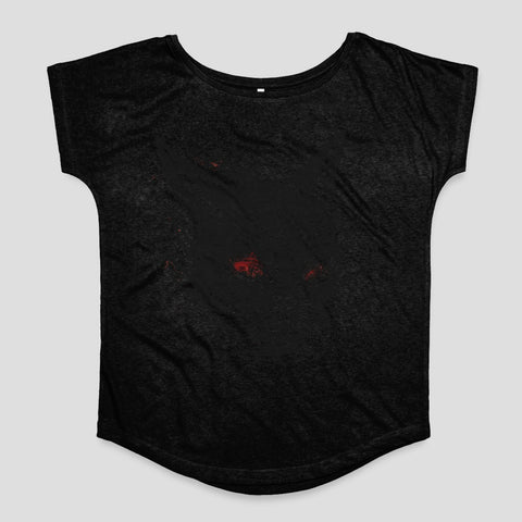 Mysterious Black T-Shirt with Subtle Red Eyes Design