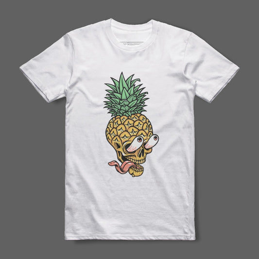 Pineapple Skull with Tongue Graphic T-Shirt