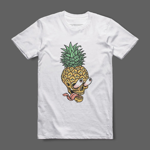 Pineapple Skull with Tongue Graphic T-Shirt