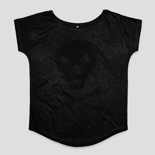Black Skull Design Women T-shirt Unique Casual Top