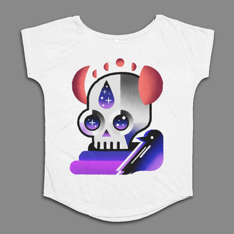 Abstract Skull and Raven Design Short Sleeve T-Shirt