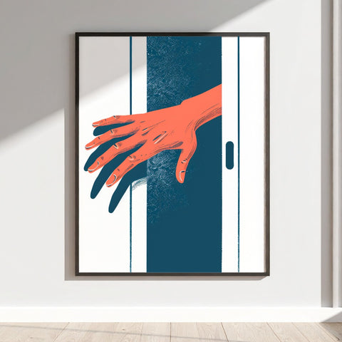 Abstract Art Print of Hand Reaching Through Door
