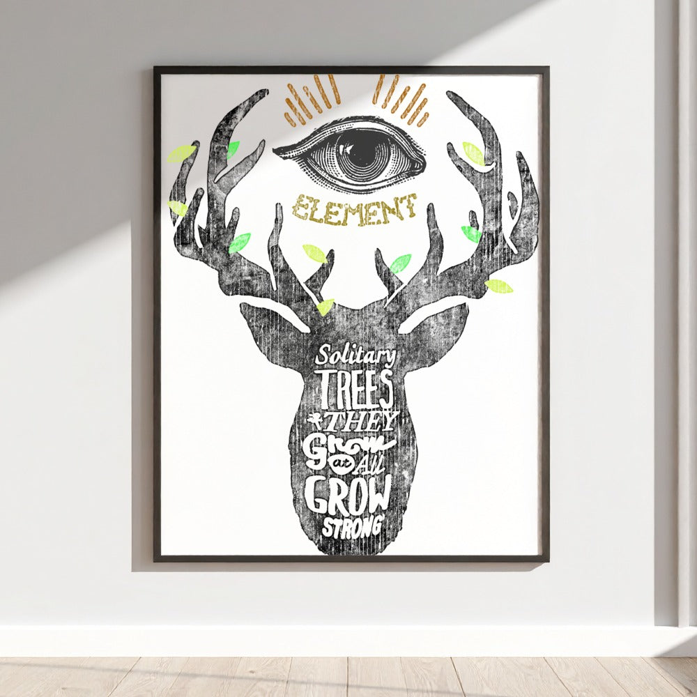 Solitary Trees Grow Strong Wall Art Inspirational Poster