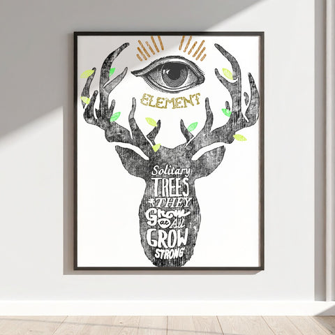 Solitary Trees Grow Strong Wall Art Inspirational Poster