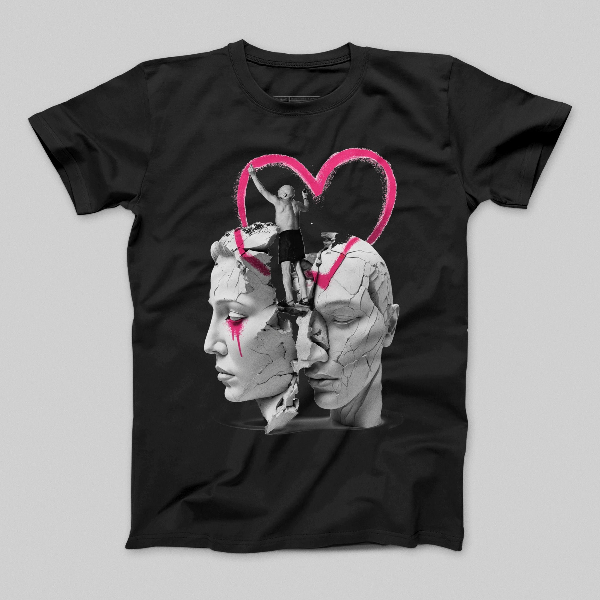 Creative Heart Graffiti on Cracked Sculptures T-shirt