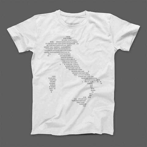 Code Pattern Design White Round Neck T-Shirt