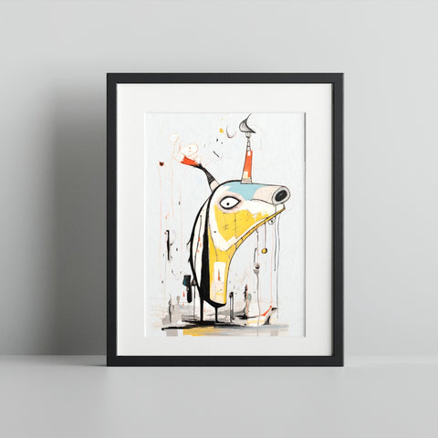Abstract Modern Art Print of a Whimsical Creature