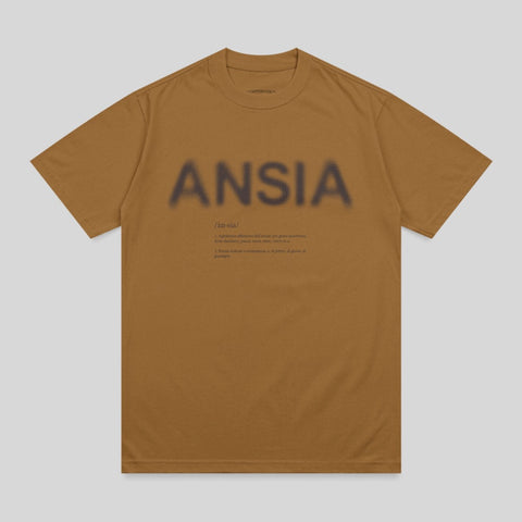 Brown t-shirt with "ANSIA" and dictionary definition printed on front.