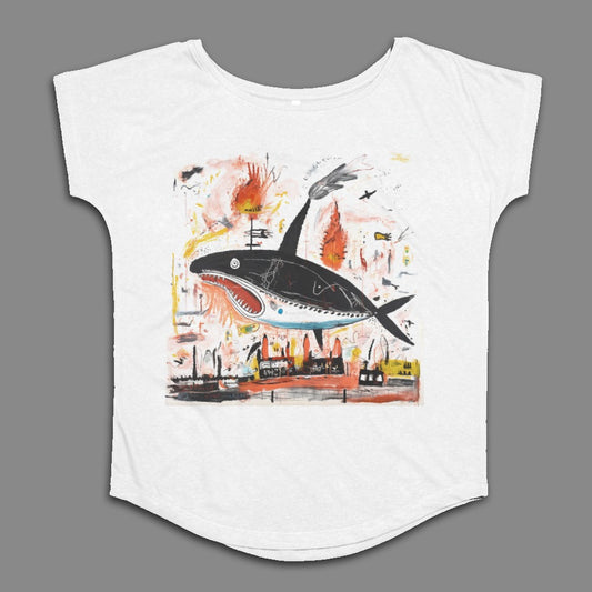 Whale and Cityscape Artistic Print T-Shirt