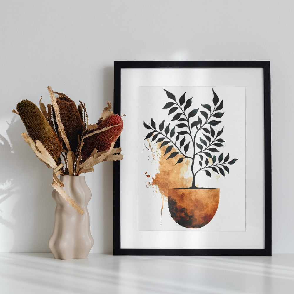 Abstract Plant in Vase Framed Artwork for Your Home Decor