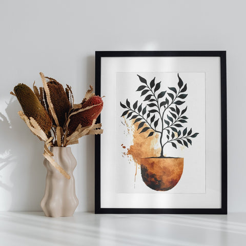 Abstract Plant in Vase Framed Artwork for Your Home Decor