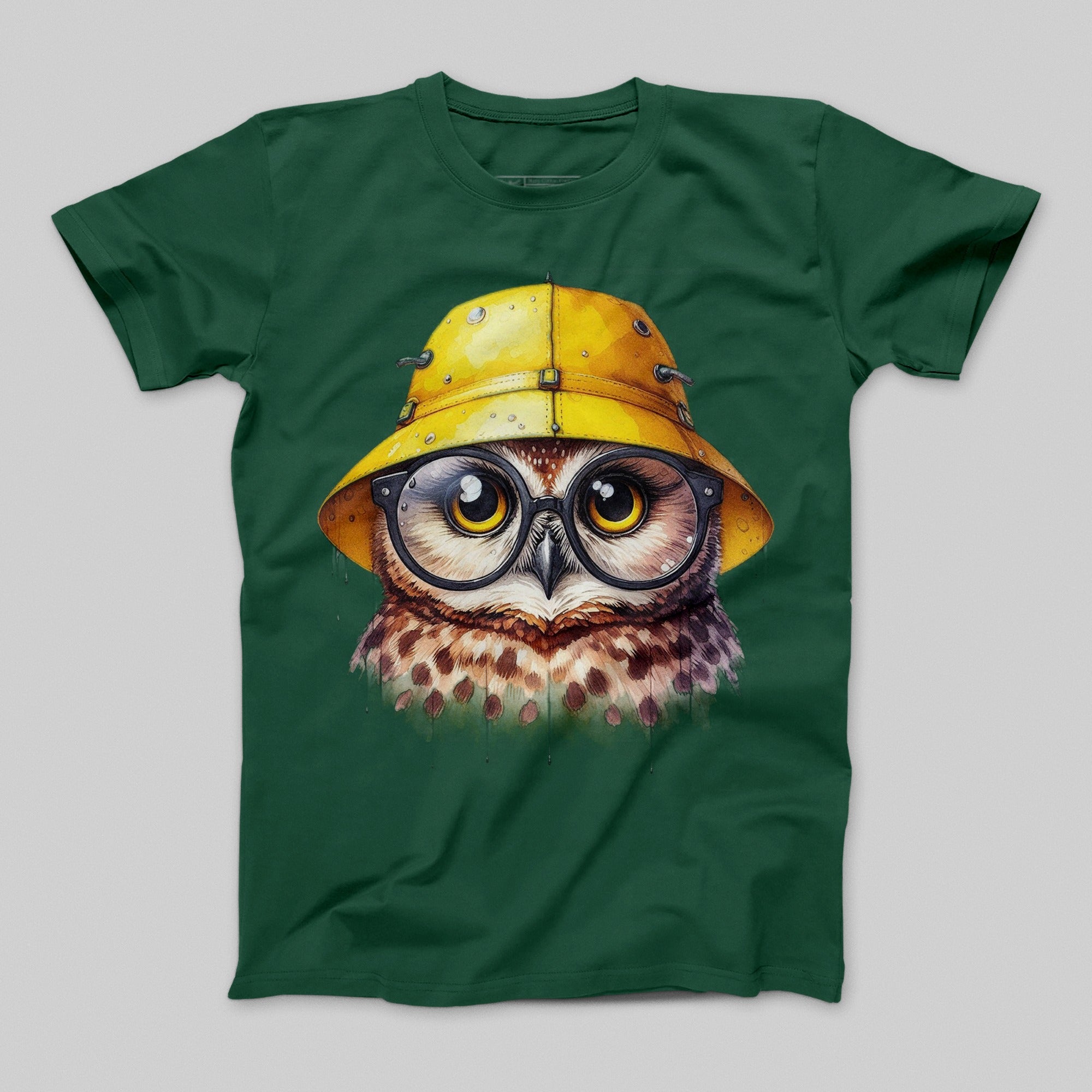 Cute Owl with Glasses and Yellow Hat T-shirt